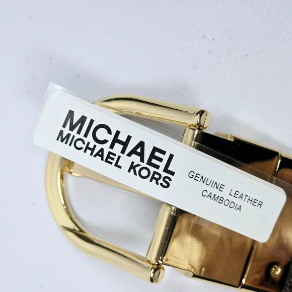NWT MICHAEL Michael Kors Reversible Brown Belt M Gold Buckle - Picture 3 of 5